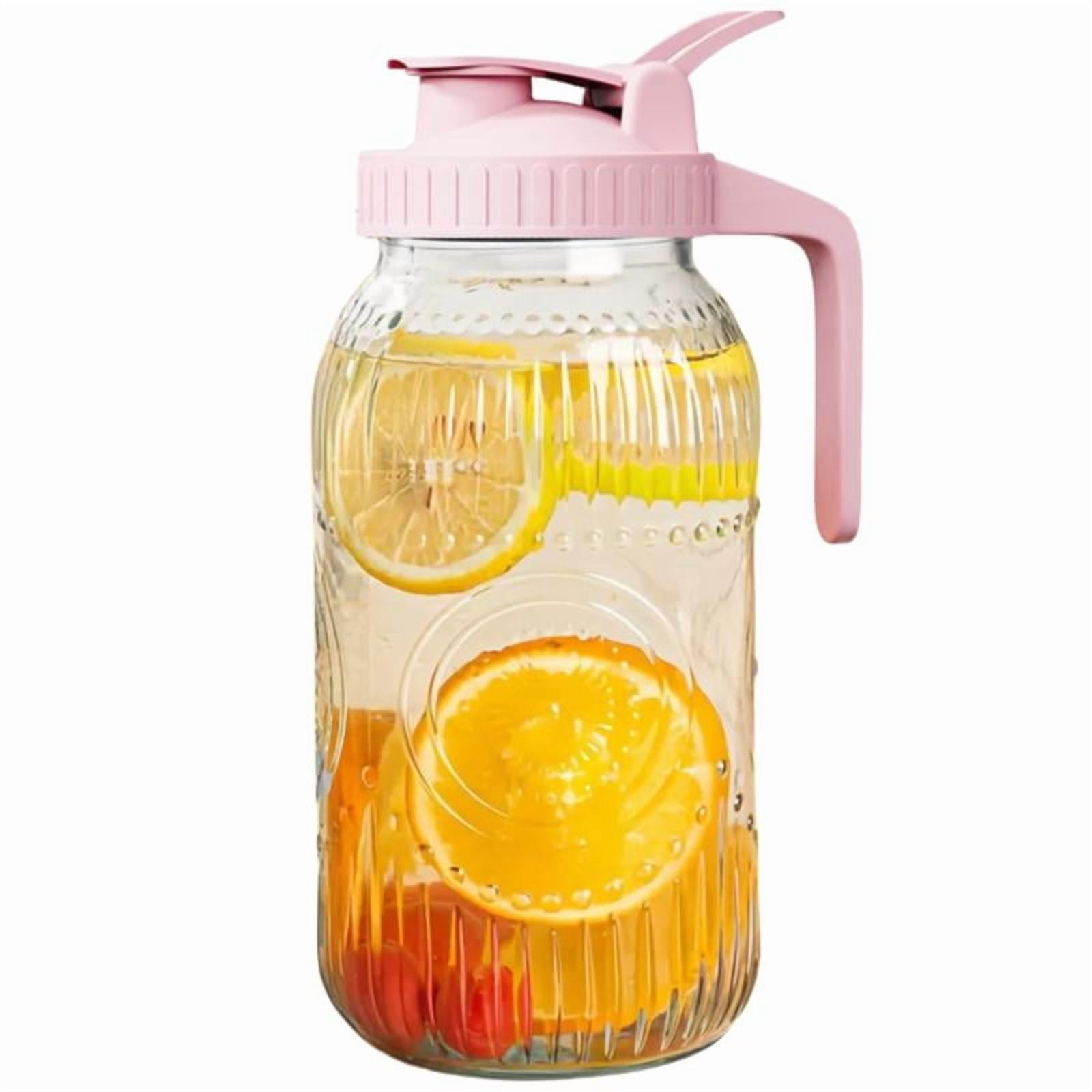 Vintage Half Gallon Mason Jar Pitcher Large 64 oz Wide Mouth with Lid - 2 Quart Airtight Glass Jug for Water, Juice, Milk, Tea, Iced Coffee and Drinks
