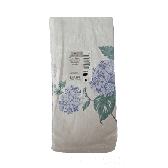 Vintage Hallmark Hydrangea Floral Paper w/ Plastic Layer Table Cover 54 x 102 Inches
