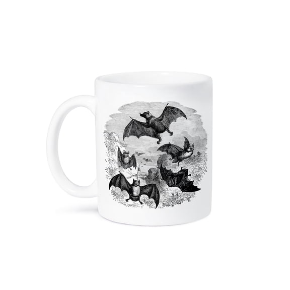 Vintage Halloween Bat Sketch, 11oz Mug