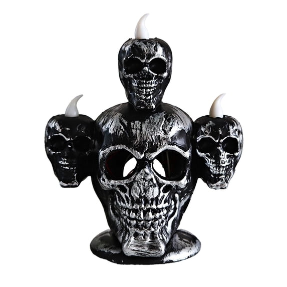 Vintage Halloween Candle Light, Spooky Skeleton Head Flameless Candles Skeleton Halloween Centerpiece Table Decor