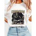 thumbnail image 1 of Vintage Halloween Casual Classic Tops Horror Skull Print T-shirts Horror Spooky Graphic Tees Short Sleeve Cotton Shirts for Daily Outfits trendy and popular round-neck design is retro White,5XL, 1 of 5