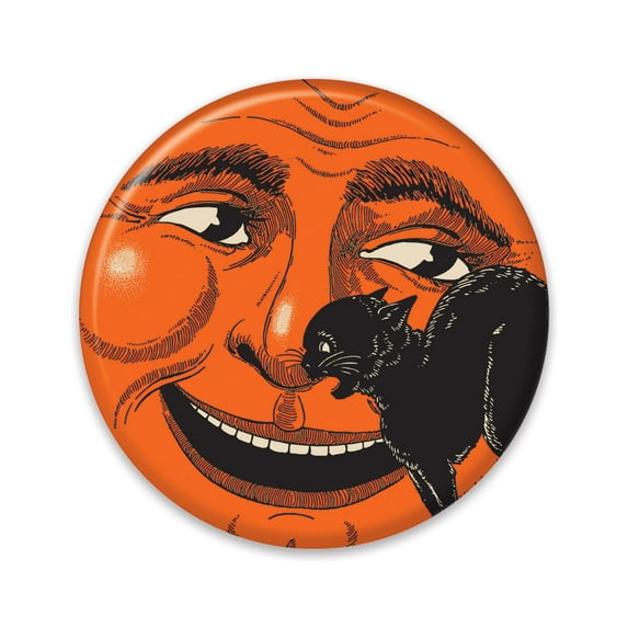 Vintage Halloween Cat & Moon Button, 2", (6/Pkg)