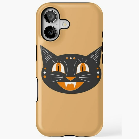 Vintage Halloween Cat Retro Art Compatible Phone Case for iPhone 11–17 Pro Max