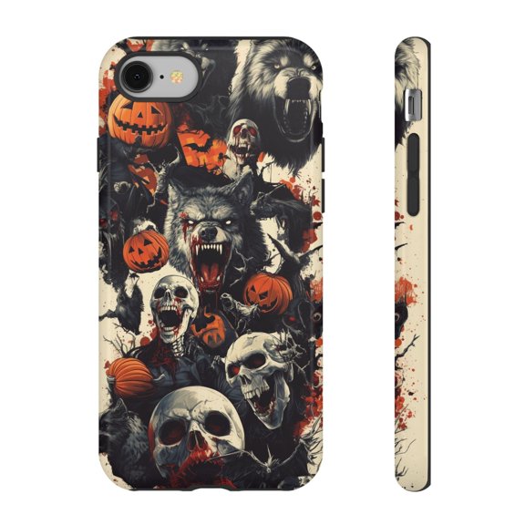 Vintage Halloween Collage Gothic Horror Lover Tough Phone Case, Dual-Layer Protective Cover for iPhone