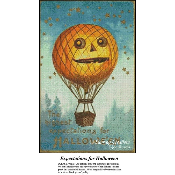 Vintage Halloween Cross Stitch Patterns | Expectations for Halloween (Pattern Only, You Provide the Floss and Fabric)