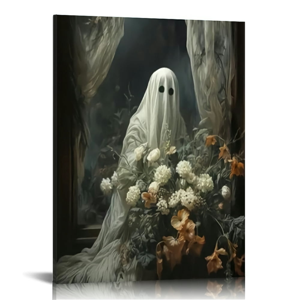 Vintage Halloween Cute Ghost Canvas Wall Art Painting ，Gothic Print ...