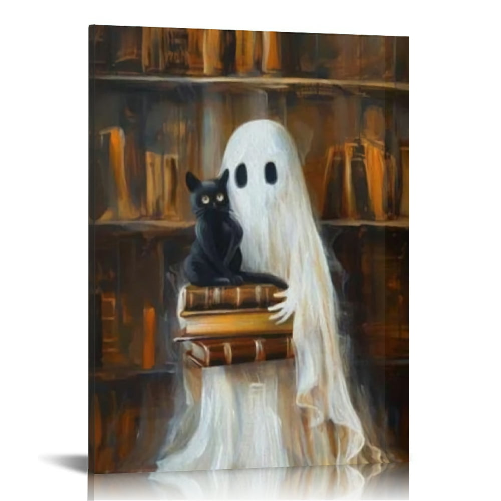 Vintage Halloween Cute Ghost Canvas Wall Art Painting ，Gothic Print ...