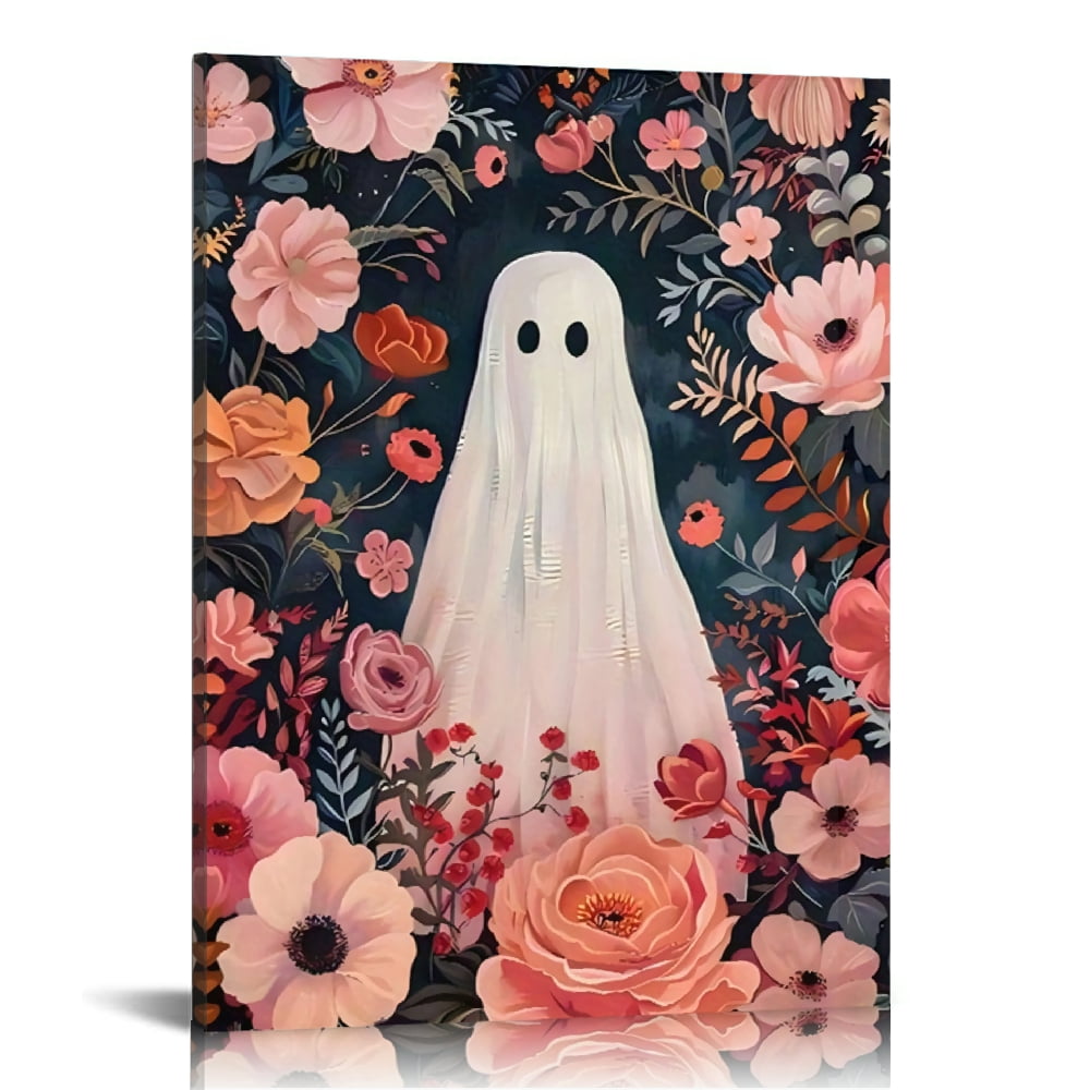 Vintage Halloween Cute Ghost Canvas Wall Art Painting ，Gothic Print ...