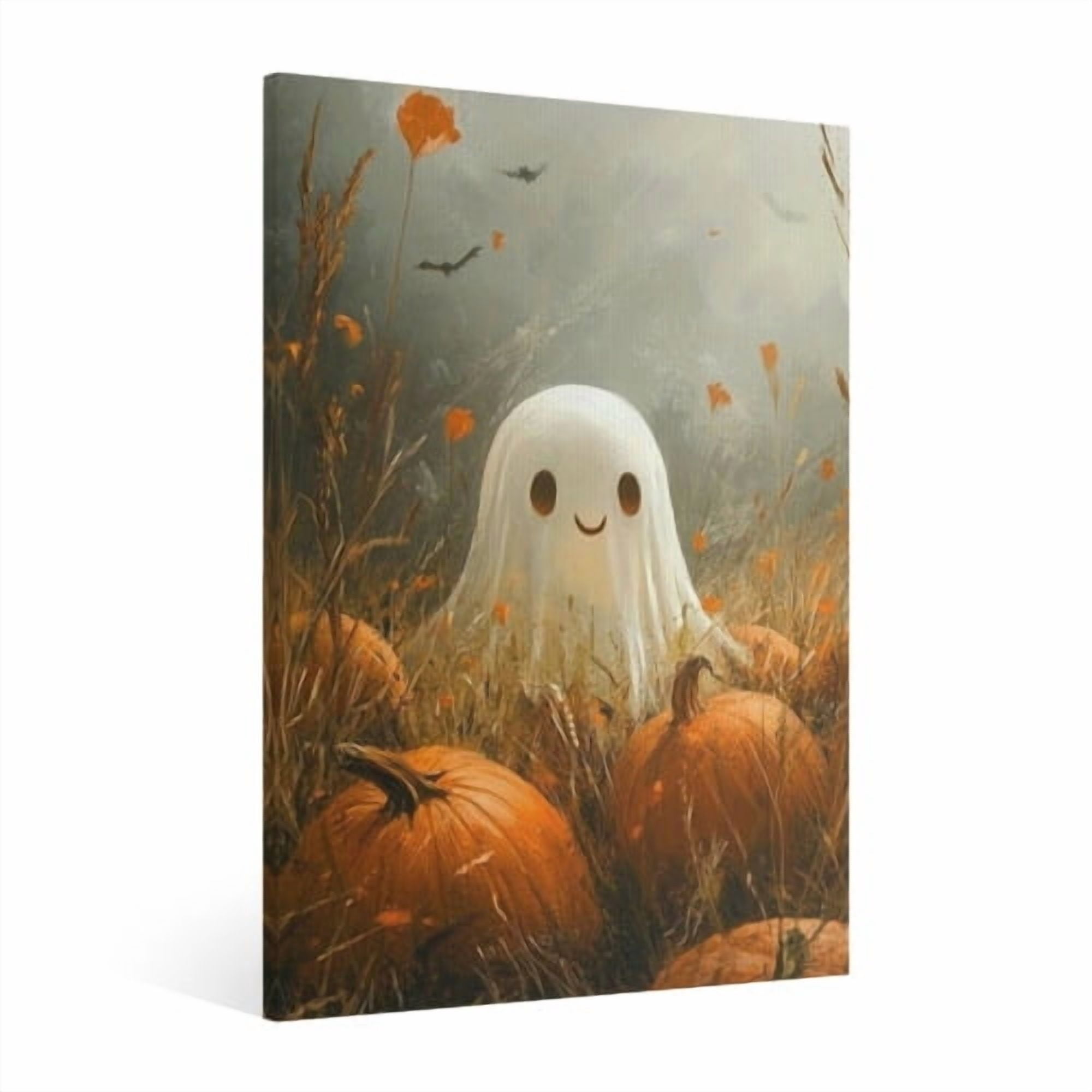 Vintage Halloween Cute Ghost Canvas Wall Art Painting, Retro Horror ...