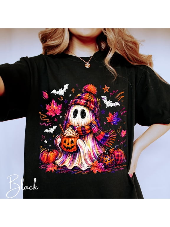 Vintage Halloween Cute Ghost Pumpkin Shirt Retro Spooky Season Shirt