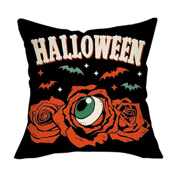 Vintage Halloween Decor-Throw Pillow Covers, Retro Linen Pillow Case for Couch Fall Holiday Outdoor Burnt Decorations, 18*18In Rose