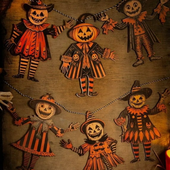 Vintage Halloween Decor Wood Banner 5.9 Inch Tall Wooden Hanging Decorations Banner Photo Booth Backdrop for Party Wall Decor