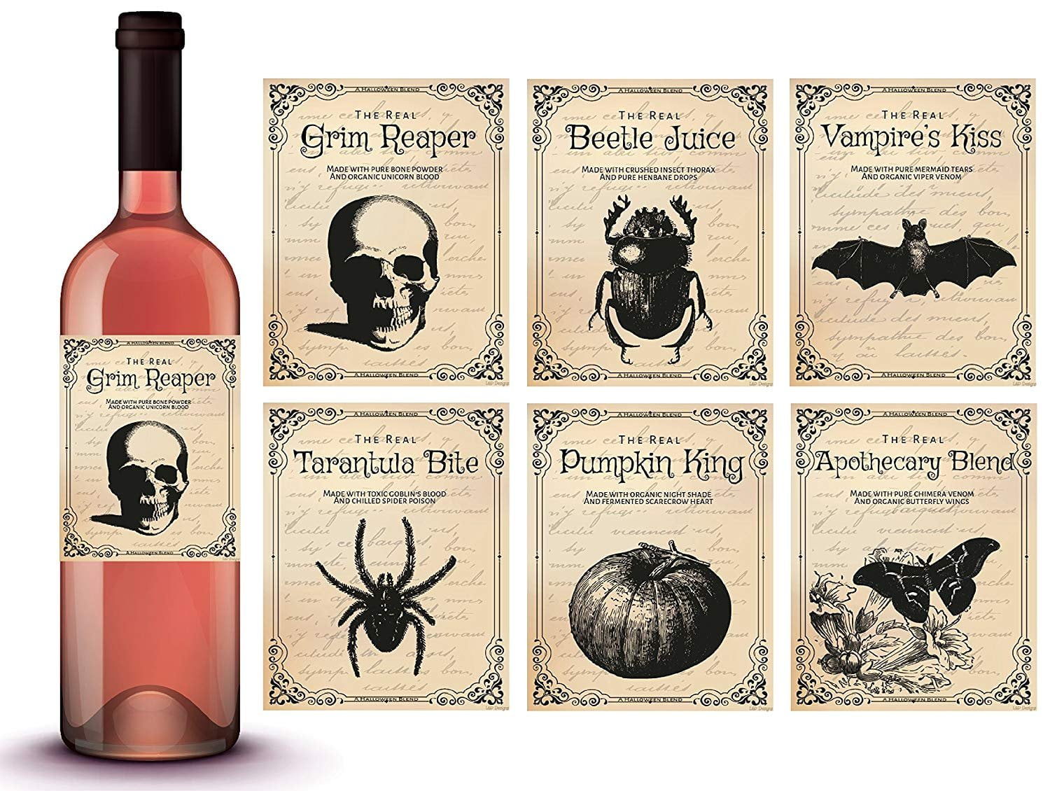 Vintage Halloween Wine Bottles Potion Labels Theme Scrapbook - Temu