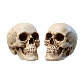 Vintage Halloween Decorations for Home, 2-Pack Human Skull Figurines with Movable Jaw, Spooky Halloween Decor Resin Sculpture, Table Centerpiece Decorations for Indoor Gothic