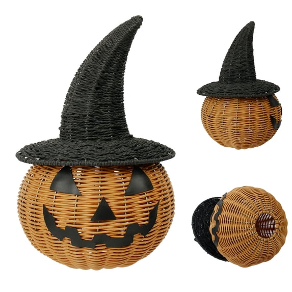 Vintage Halloween Decorations with Pumpkin Witch Hat, Handwoven Home Decor Nightmare Before Christmas Decor, Halloween Gifts for Living Room