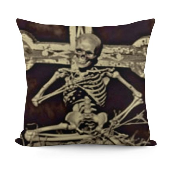 Vintage Halloween Decorative Pillow Covers Cotton Linen Skull Jack o' lantern Witch Throw Pillow Case Halloween Home Decor Cushion Cover for Sofa