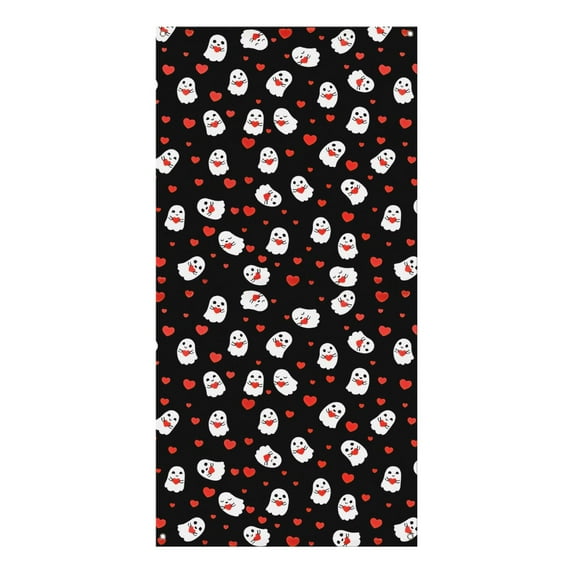 Vintage Halloween Door Curtain with Wizard and Bat Pattern - 35.4x70.8 Inch Spooky Door Cover Decor