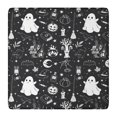 thumbnail image 1 of Black and White Halloween Elements Pattern Square Fitted Tablecloth with Elastic Edge,Square Table Cover,Washable Elastic Table Cover for Home Kitchen Party Decor 36"x36", 1 of 6