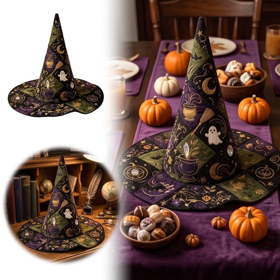 Vintage Halloween Felt Witch Hat for Halloween Party Home Decor