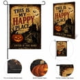thumbnail image 1 of Vintage Halloween Garden Flag,This Is My Happy Place Double Sided Yard Flag,Pumpkin Black Cat Haunted Castle Bat Decorative Flag for Outdoor Porch Lawn,Waterproof Durable Farmhouse Halloween Decor, 1 of 6