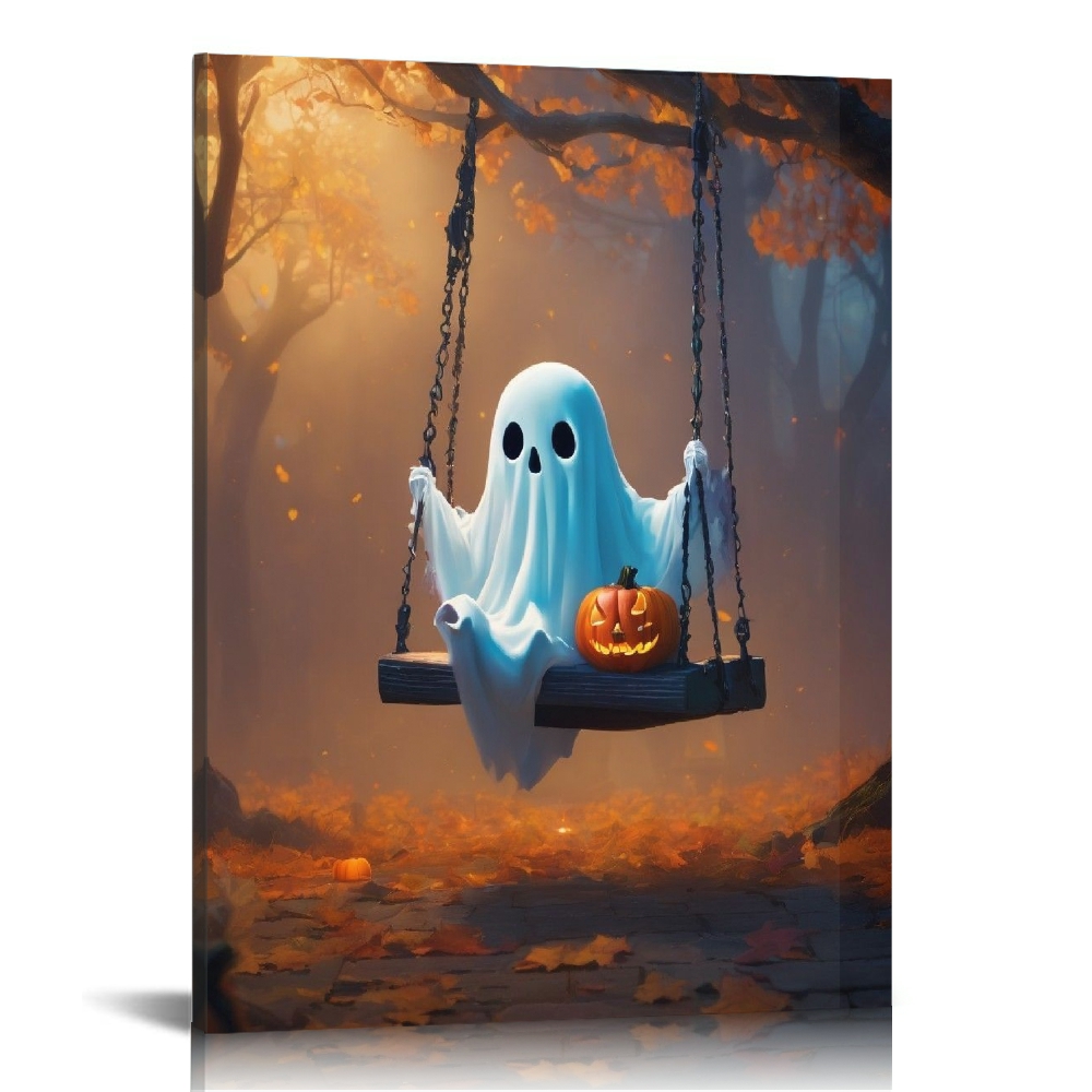 Vintage Halloween Ghost Pumpkin Canvas Wall Art Painting,Gothic Print ...