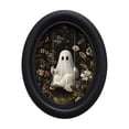 thumbnail image 1 of Vintage Halloween Ghost Wall Art, Oval Framed Spooky Decor, Rustic Farmhouse Style for Living Room & Entryway, Seasonal Home Decoration for Halloween Lovers, 1 of 7