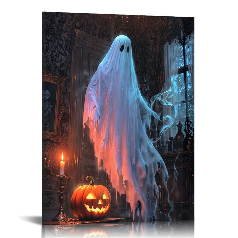 Vintage Halloween Ghost, pumpkin Canvas Wall Art Painting ，Gothic Print ...