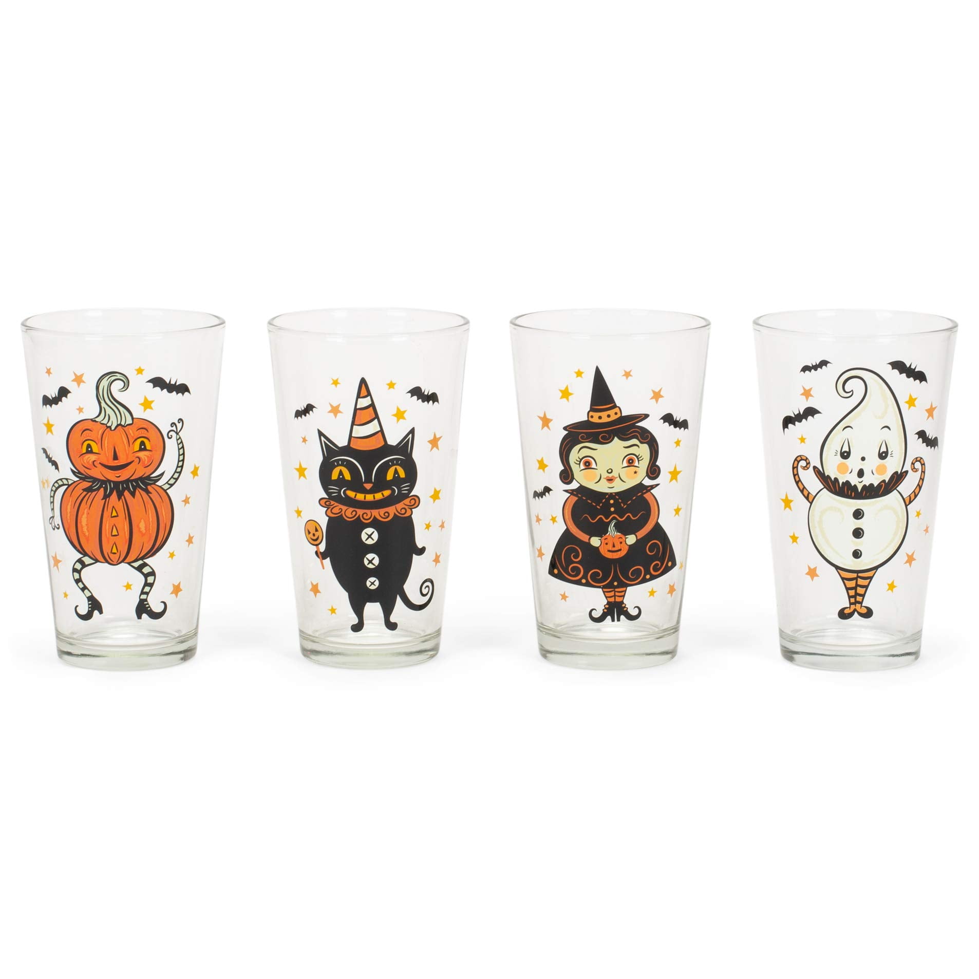 Vintage Halloween Glass 16oz Tumblers Set of 4 Standard