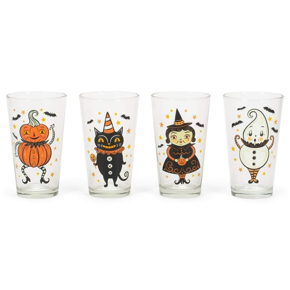 Vintage Halloween Glass 16oz Tumblers Set of 4 Standard