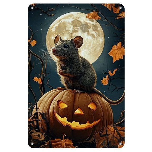 Vintage Halloween Hamster Metal Tin Sign - 8x12 Inch, Rust-Proof Iron Wall Art for Home & Outdoor Decor, Perfect for Bedroom, Bar, Cafe, or Garage