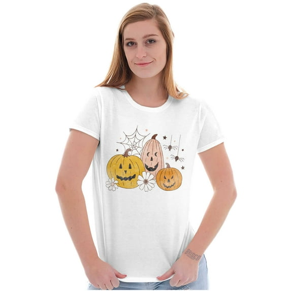 Vintage Halloween Jack-o-Lanterns Womens Fitted Plus Size Graphic Tee Brisco Brands 2X