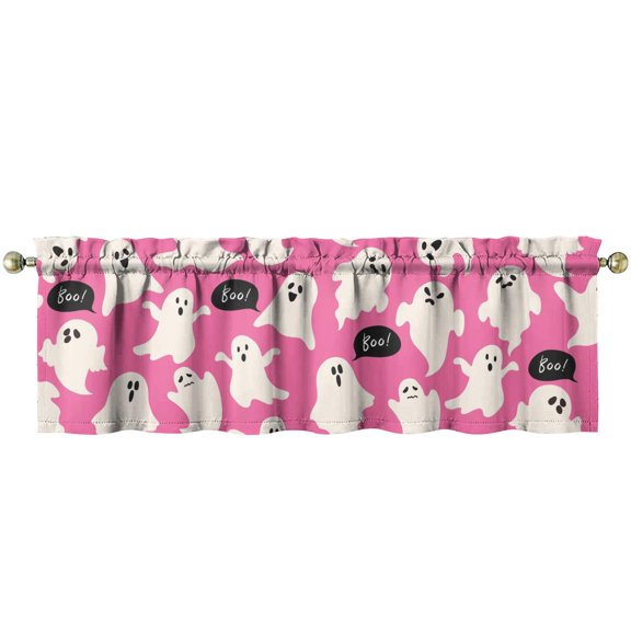 Vintage Halloween Kitchen Valance 54x18 Inch Witch Wizard Black Cat Pattern Rod Pocket Window Treatment