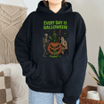 thumbnail image 1 of Vintage Halloween Long Sleeve Tops Every Day Is Halloween Graphic Tees Horror Charactersr Hooded Casual Sweatshirts Cotton Shirts Black,S, 1 of 5