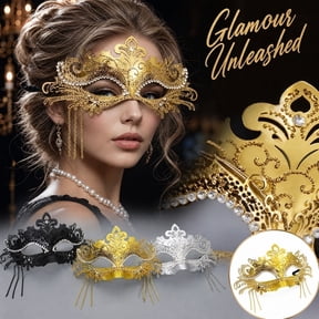 Vintage Halloween Masquerade Mask for Women with Silver Metal Openwork Half Mask, Elegant Masquerade Ball Mask and Party Mask for Ladies, Sparkling Chain Veil Mask for Carnival