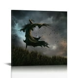 Vintage Halloween Mysterious Scarecrow Canvas Wall Art Painting ，Gothic