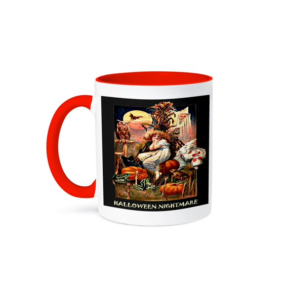 3dRose, Vintage Halloween Nightmare, 15oz Two-Tone Red Mug
