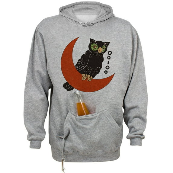 Vintage Halloween Owl Beer Holder Tailgate Hoodie Sweatshirt Unisex X-Large Oxford