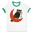 thumbnail image 1 of Vintage Halloween Owl Ringer Tee Shirt Unisex Medium White/Kelly Green, 1 of 5