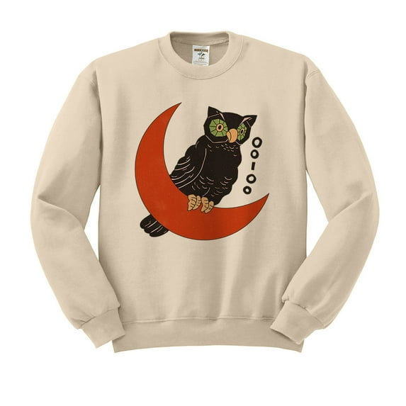 Vintage Halloween Owl Sweatshirt Unisex 2X-Large Sand