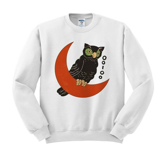 Vintage Halloween Owl Sweatshirt Unisex Large White