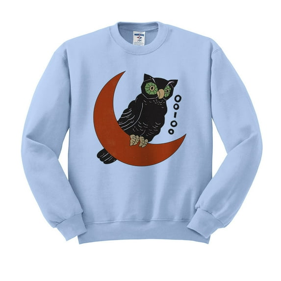 Vintage Halloween Owl Sweatshirt Unisex Medium Light Blue