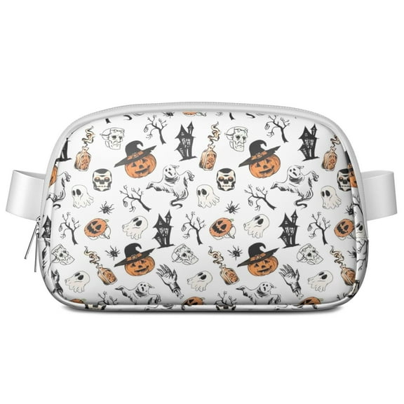 Vintage Halloween Pattern Cute Fanny Packs for Women,Travel Waterproof Crossbody Fanny Bags Waist Purse for Women Anti Theft Adjustable Strap for Running Travel Cycling