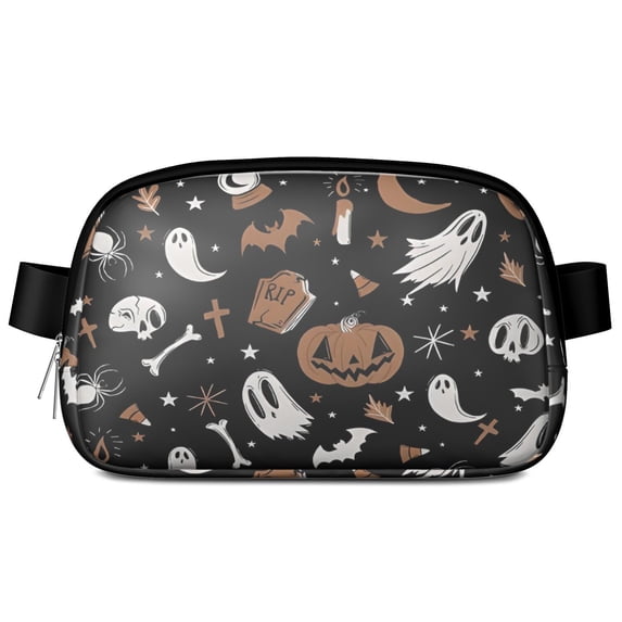 Vintage Halloween Pattern Cute Fanny Packs for Women,Travel Waterproof Crossbody Fanny Bags Waist Purse for Women Anti Theft Adjustable Strap for Running Travel Cycling