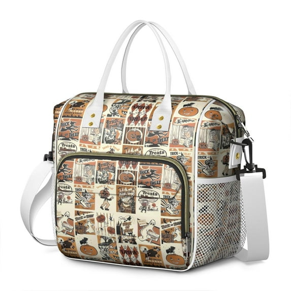 Vintage Halloween Poster Pattern Womens Lunch Box for Work,Insulated Large Lunch Bag for Tween and Teen,Loncheras Para Mujer,Leakproof Adult Lunch Bag for Work,Beach,Travel,Picnic,Camping