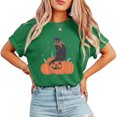 thumbnail image 1 of Vintage Halloween Pumpkin Print T-shirts Cute Black Cat Lovers Graphic Tees Short Sleeve Casual Tops for Daily Outfits Cotton Shirts, 1 of 4