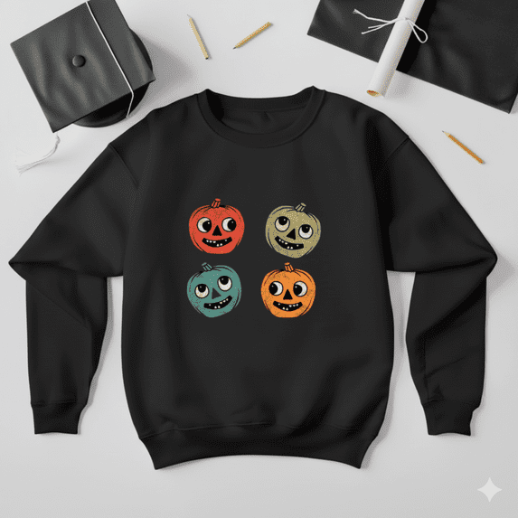 Vintage Halloween Pumpkin Retro Fall Season Festive Graphic Sweatshirt, up to size 5XL
