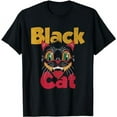 thumbnail image 1 of Vintage Halloween Retro Black Cat Retro Fireworks Men Women T-Shirt, 1 of 5