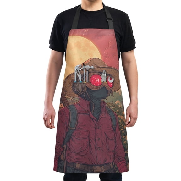 Vintage Halloween Scarecrow Chef Kitchen Apron with Pockets for Women Waterproof Aprons for Cooking Baking