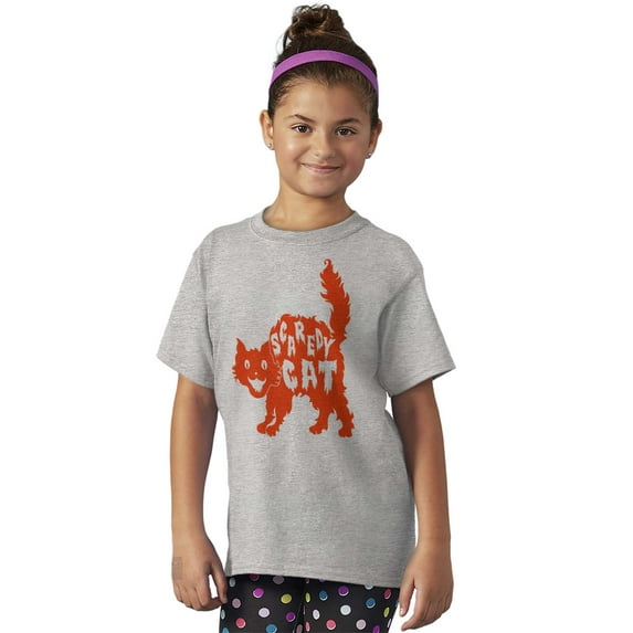 Vintage Halloween Scaredy Cat Cute Girls Kids T Shirt Tees Teen Brisco Brands X