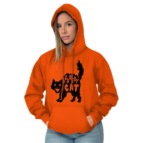 Vintage Halloween Scaredy Cat Cute Women Plus Size Hoodie Brisco Brands 2X